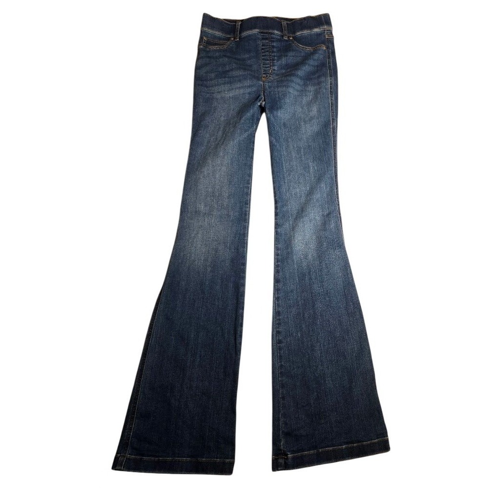 Spanx Flare Jeans Womens 28x36 Medium Denim Pull On High Rise faded whiskered950